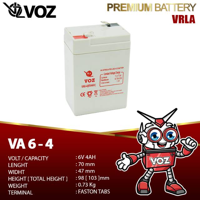 Voz 6V 4 Ah VRLA - Baterai Emergency Lamp