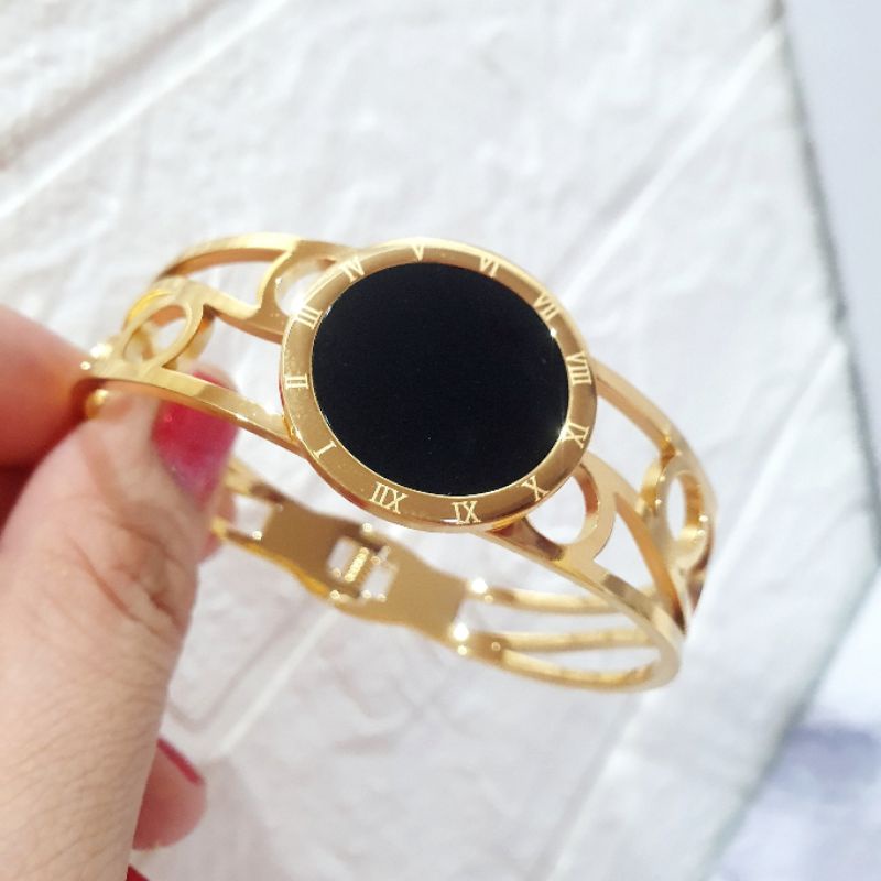 Gelang Titanium Gold Premium Anti Karat Anti Alergi Gelang Stainless steel Branded Band 102
