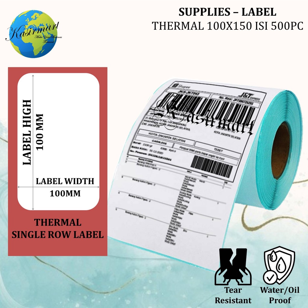 Label Thermal 100x150 isi 500pc Kertas Sticker Receipt Printer Barcode Xprinter A6 110mm