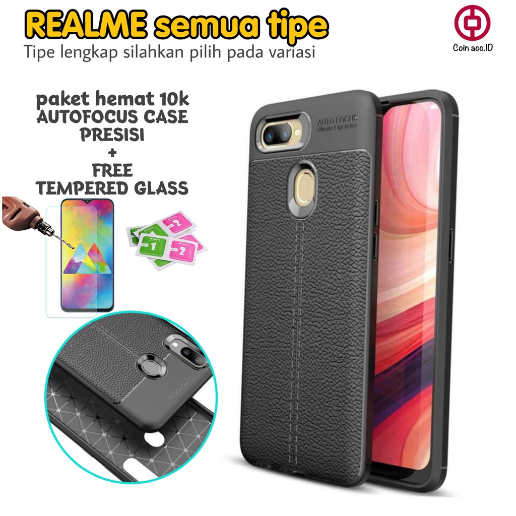 Auto Focus leather case REALME C1/C2/2/2 PRO/3/3 PRO/5/5i/5 PRO/X/XT - SILIKON soft casing ORIGINAL