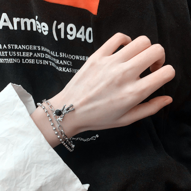 We Flower Gelang Rantai Liontin Bintang Luar Angkasa Warna Silver Untuk Unisex
