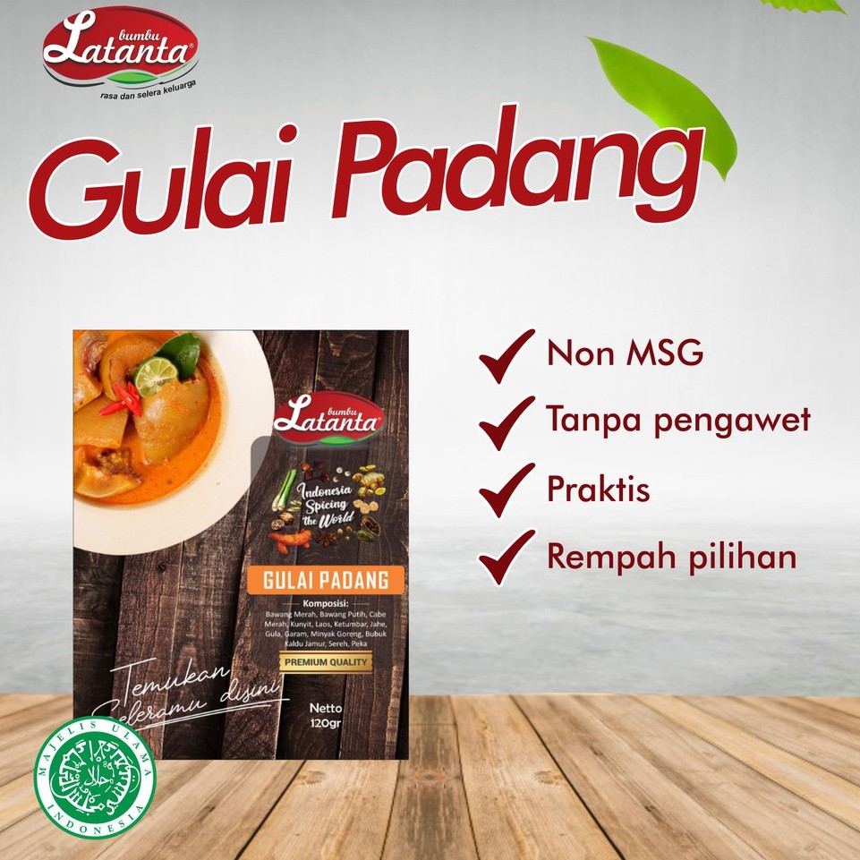

BUMBU PREMIUM GULAI PADANG TANPA MSG (1 pack isi 1 pcs) 120gram
