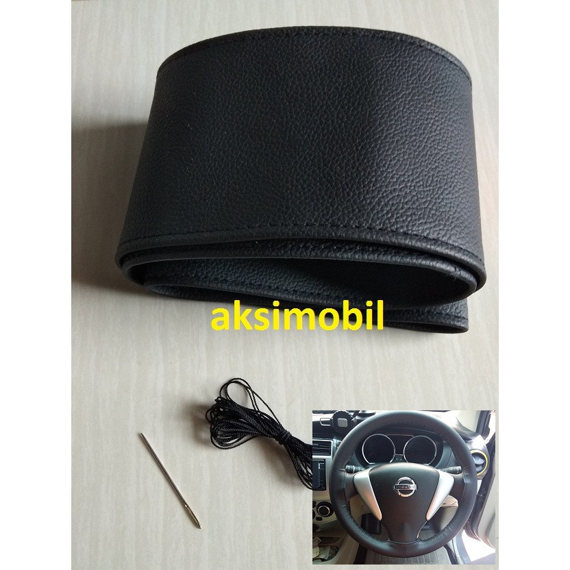 Setir /Cover Stir Mobil Sarung Stir Hitam jahit hitam MBtech uk 38cm