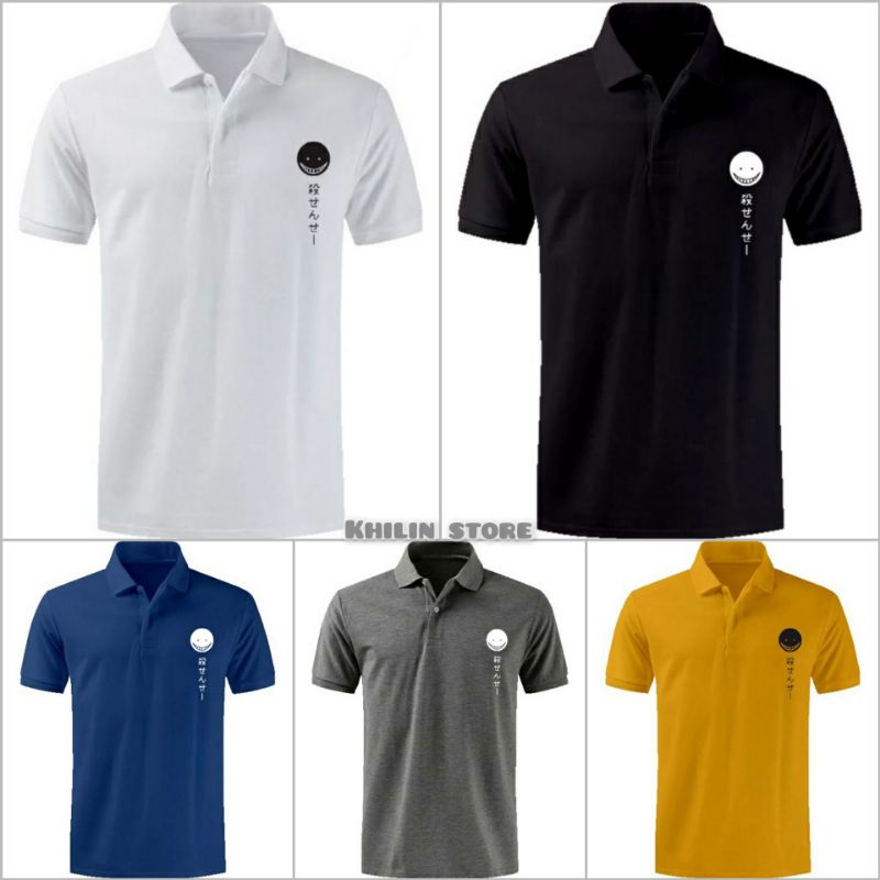 Kaos Kerah pria baju POLO Korosensei S baju kaos cowok Polo korosensei S pakaian atasan pria polo