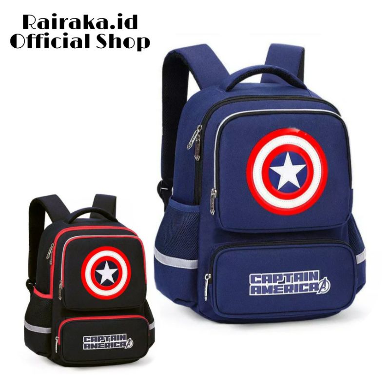 Rairaka.id / Captain America  - Tas Anak Sekolah karakter Marvel captain America Tas Anak Sd Tk Tas laki-laki