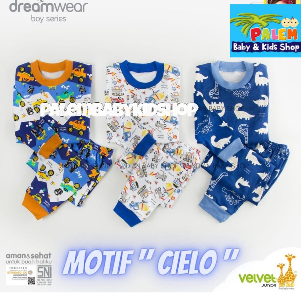 Velvet Junior Piyama DW Motif Terbaru BOY 1pc size 2.3.4.5.6.7.8.9.10 Tahun