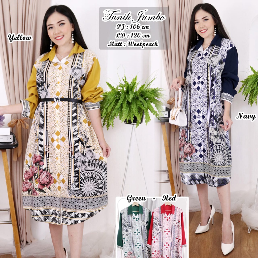 Tunik Kemeja V Bunga Jumbo Import. #TK141