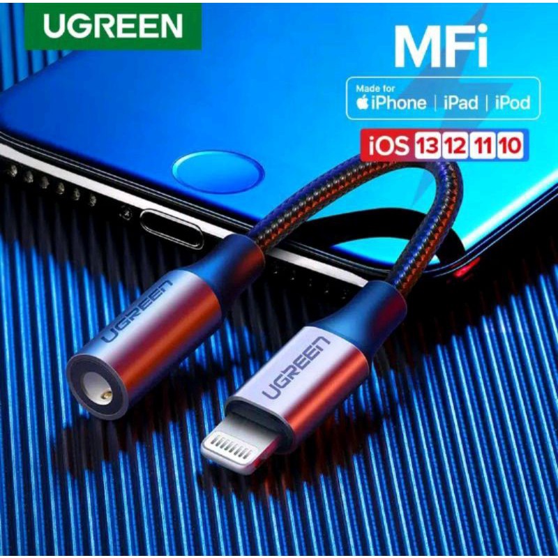 Ugreen Lightning to Aux 3.5mm Mfi Certified for iPhone 14 13 12 11 X XR XS 8 Support Audio and Mic Original