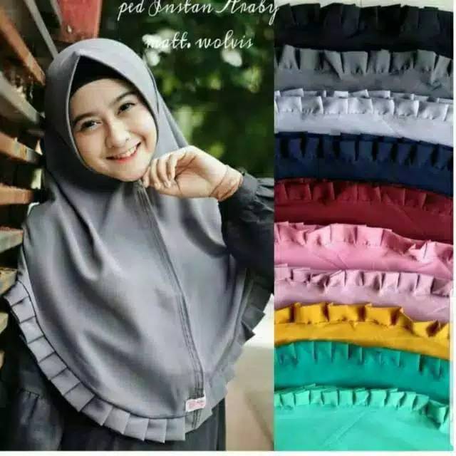 Jilbab instan khimar pet gerigi rempel hijab instan pet gerigi rempel kerudung instan