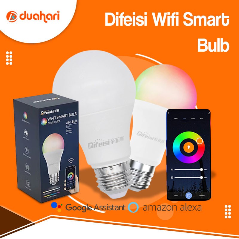 Jual Difeisi Smart Light Blub 9W 810LM WiFi Wireless IoT App Voice ...