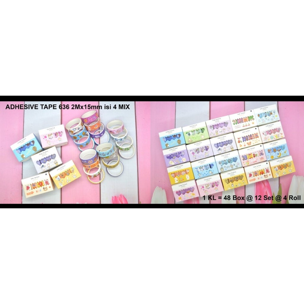 

washi tape isi 4 seri astronot dan lovely cartoon per set