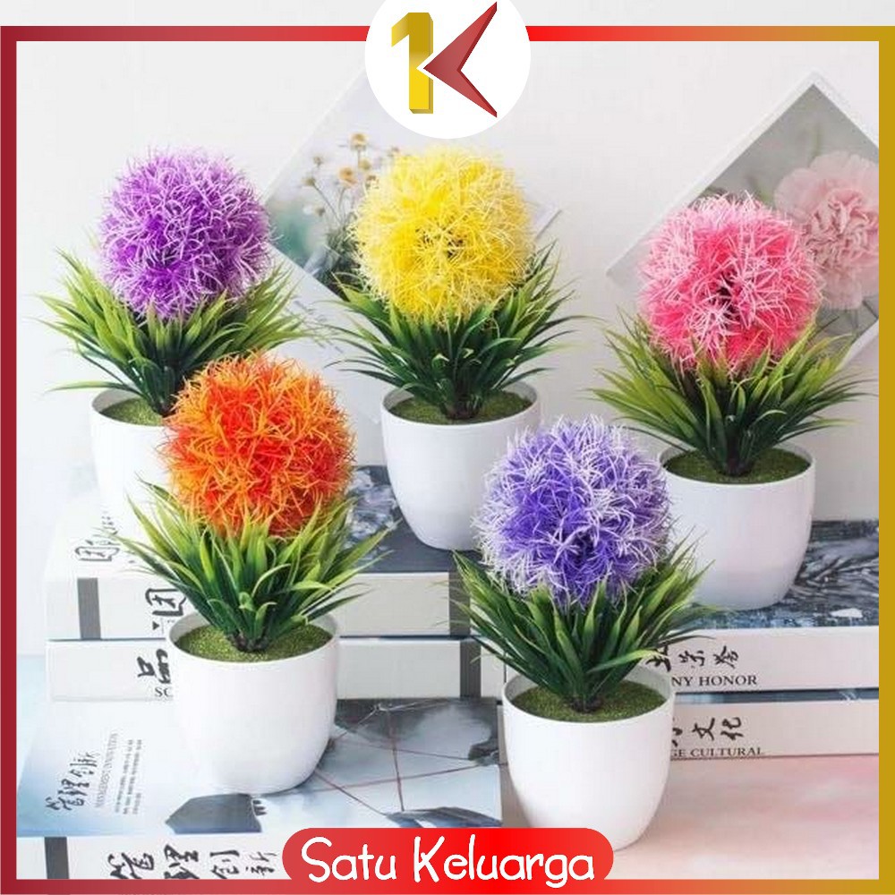 SK-C35-37 Ornamen Pot Bonsai Pajangan Dekorasi Rumah Tanaman Bunga Hias Plastik Artificial Flower-4