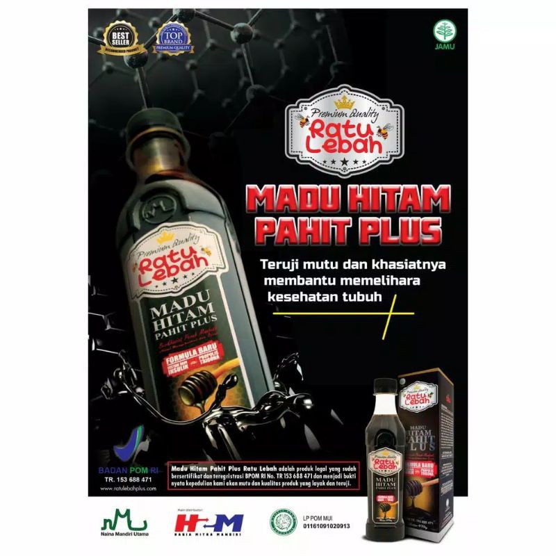 Madu Hitam Pahit Ratu Lebah Plus Propolis ORIGINAL