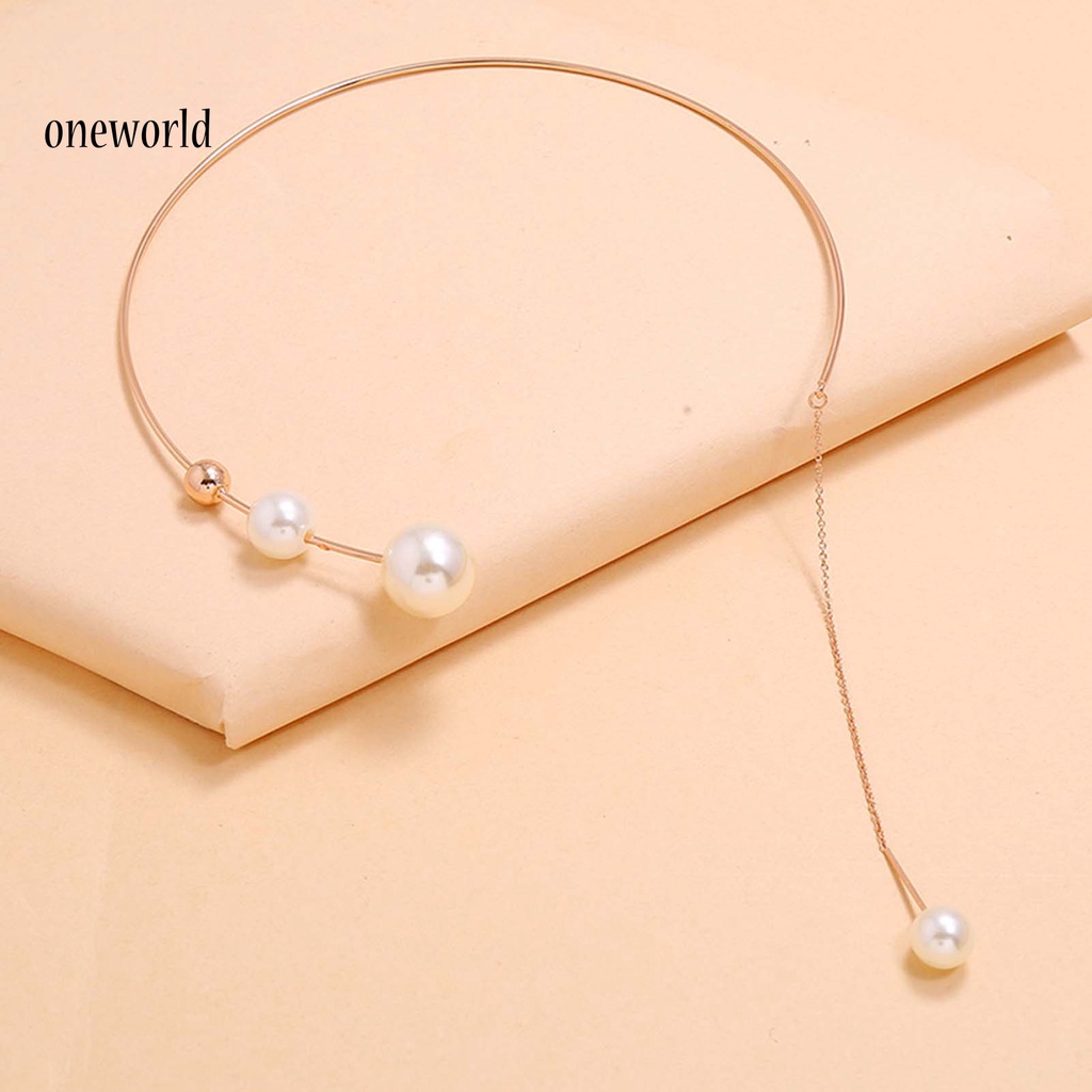 |Onwo Dress Mini Lengan Pendek Untuk Wanita| Kalung Choker Model Rumbai Panjang Aksen Mutiara Imitasi Untuk Hadiah