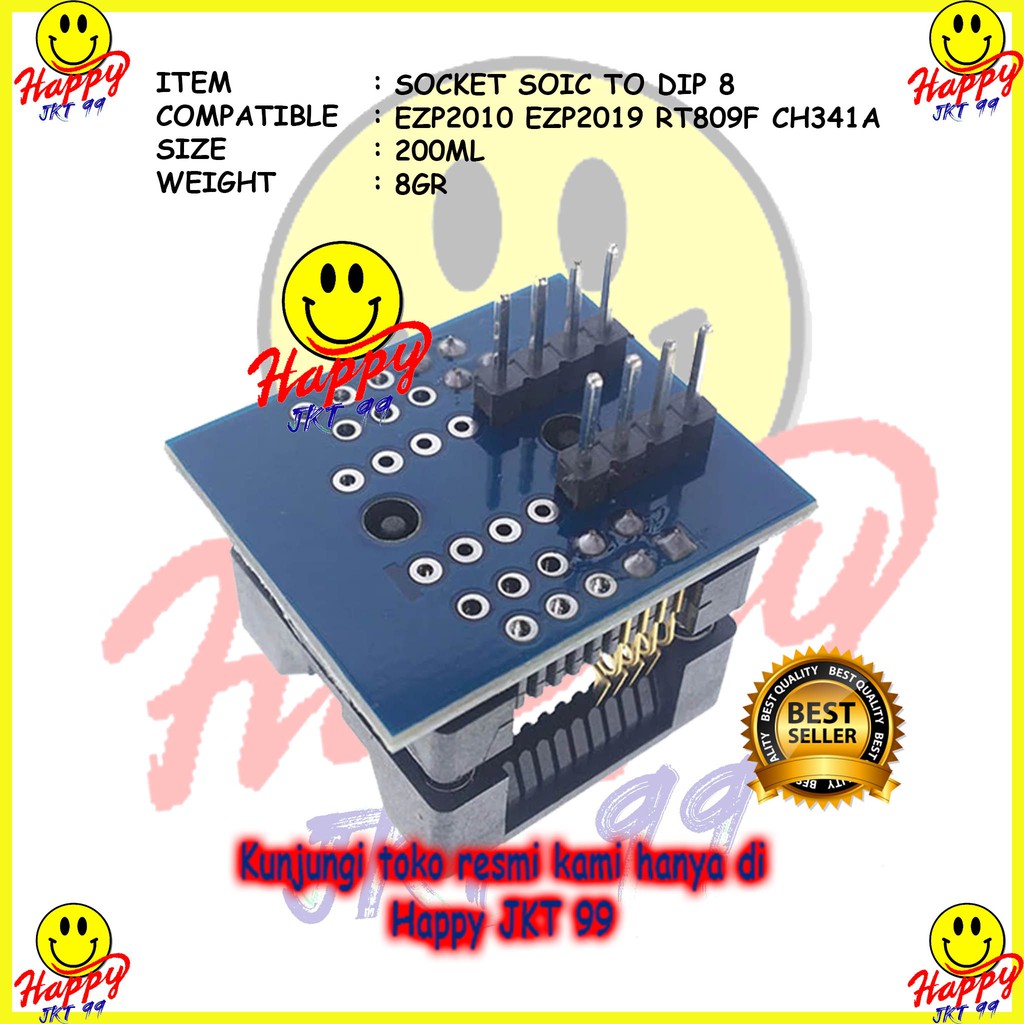 [ HAPPY JKT 99 ] SOKET IC CLIP SOCKET SOP8 DIP8 JEPIT CONVERTER 200ML 200 ML 150ML 15 ML 0,65ML 65ML