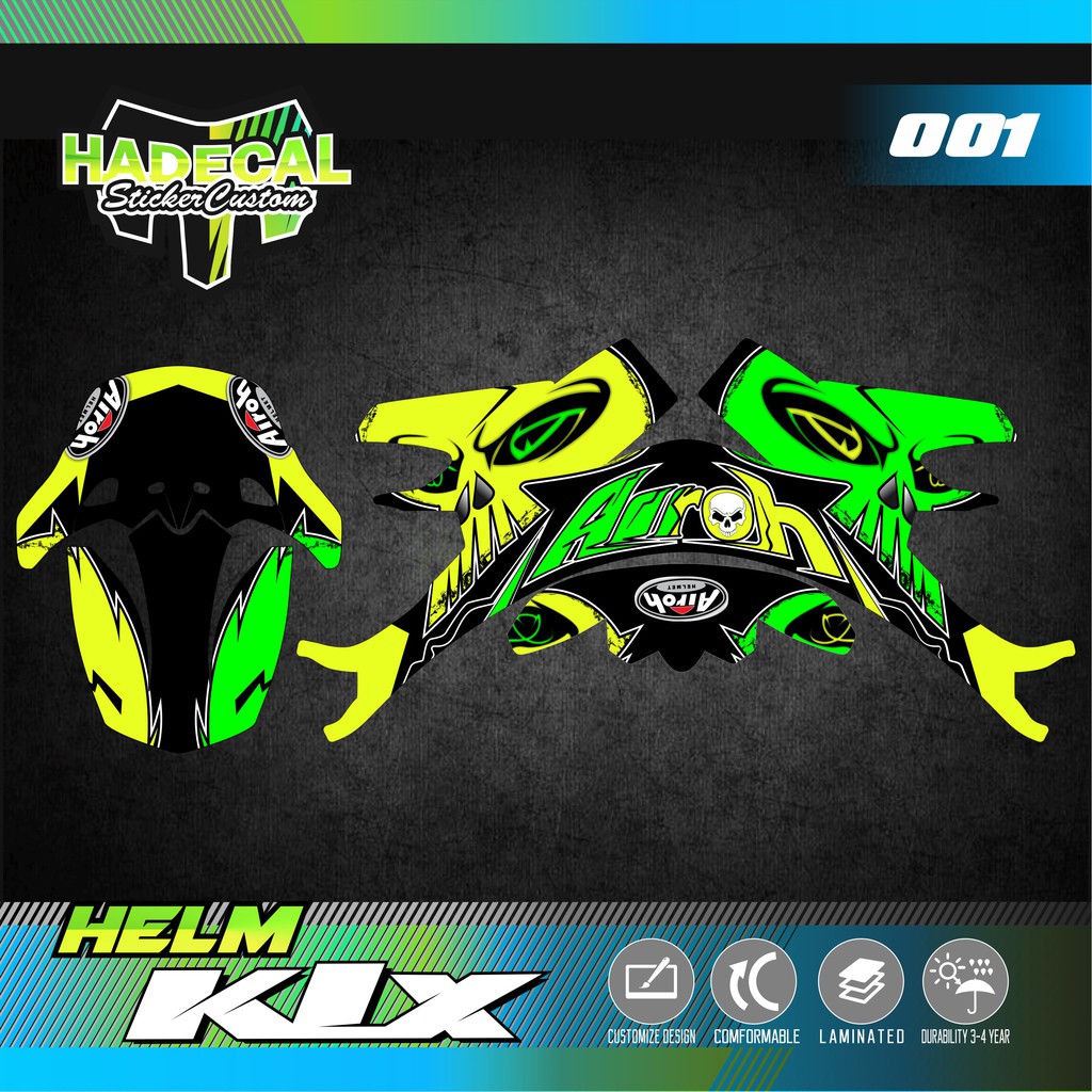 DECAL STICKER HELM KLX 150 SKULL AIROH