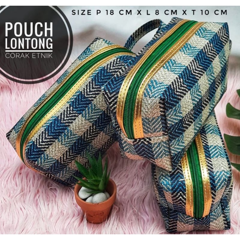 POUCH KOSMETIK CORAK LIST GOLD