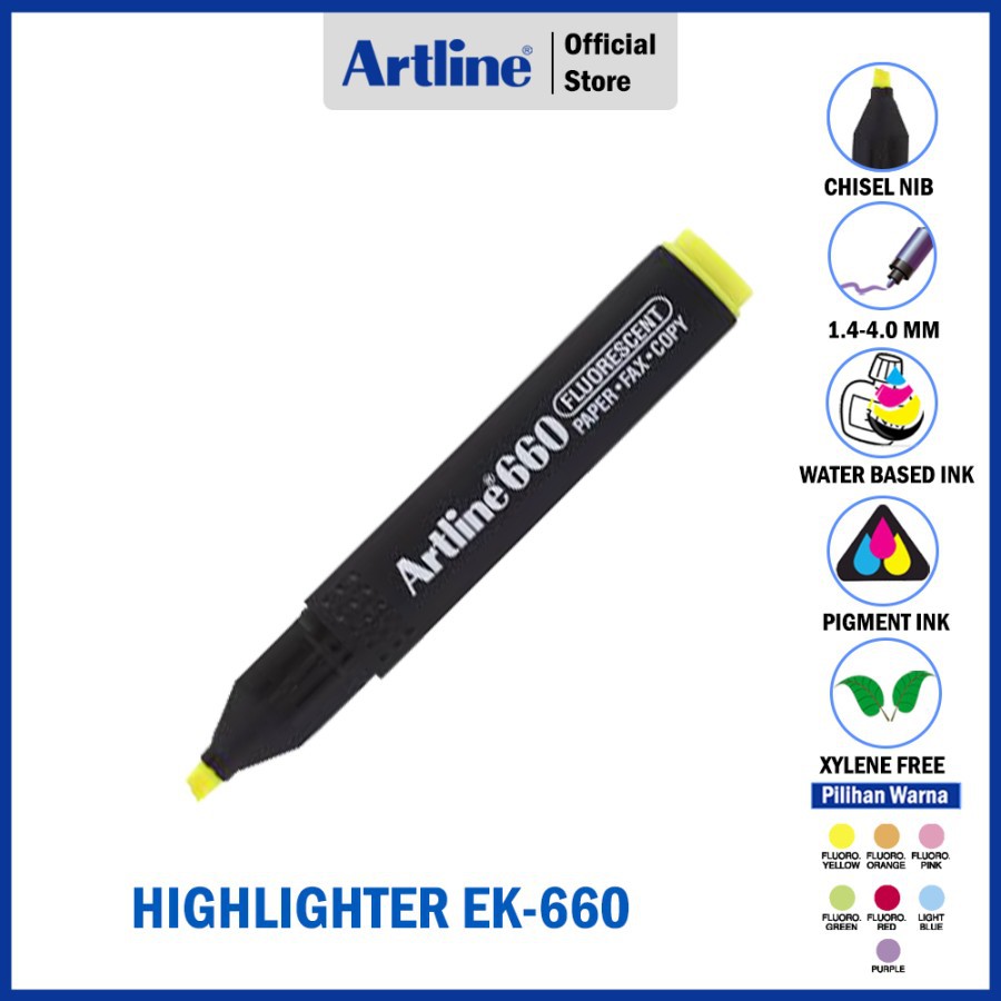 

HIGHLIGHTERS ARTLINE FLUORESCENT BRIGHT COLOURS EK-660