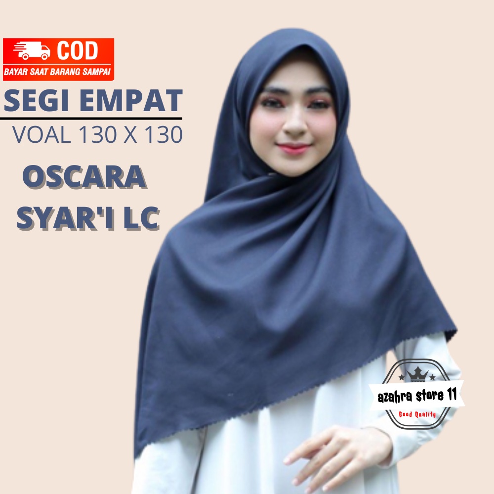 Hijab Segi Empat Oscara Syar'i 130x130 Laser Cut Voal Polos Jumbo