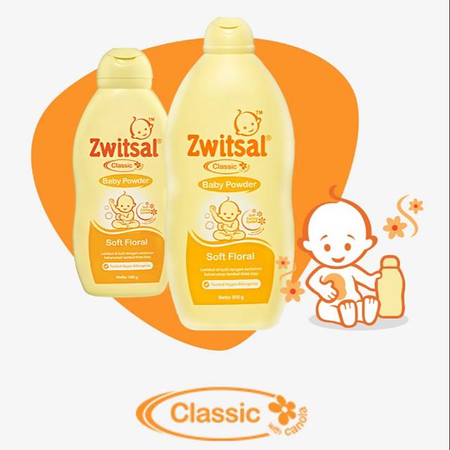 BEDAK ZWITSAL
CLASSIC SOFT FLORAL 100gr & 300gr
