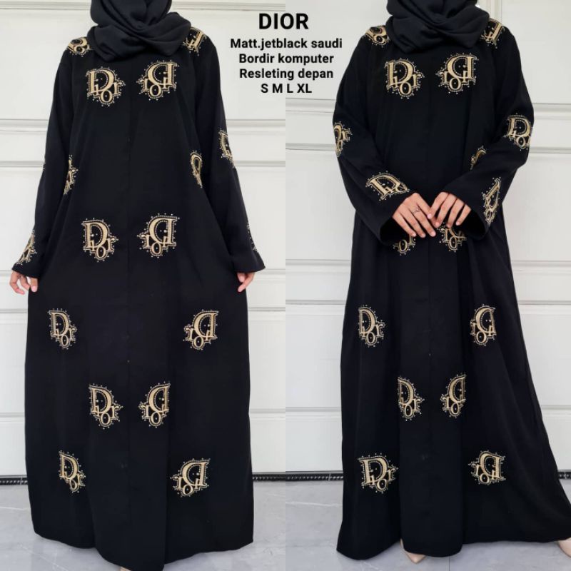 gamis terbaru 2022 abaya hitam bordir dior bahan jetblack saudi busui