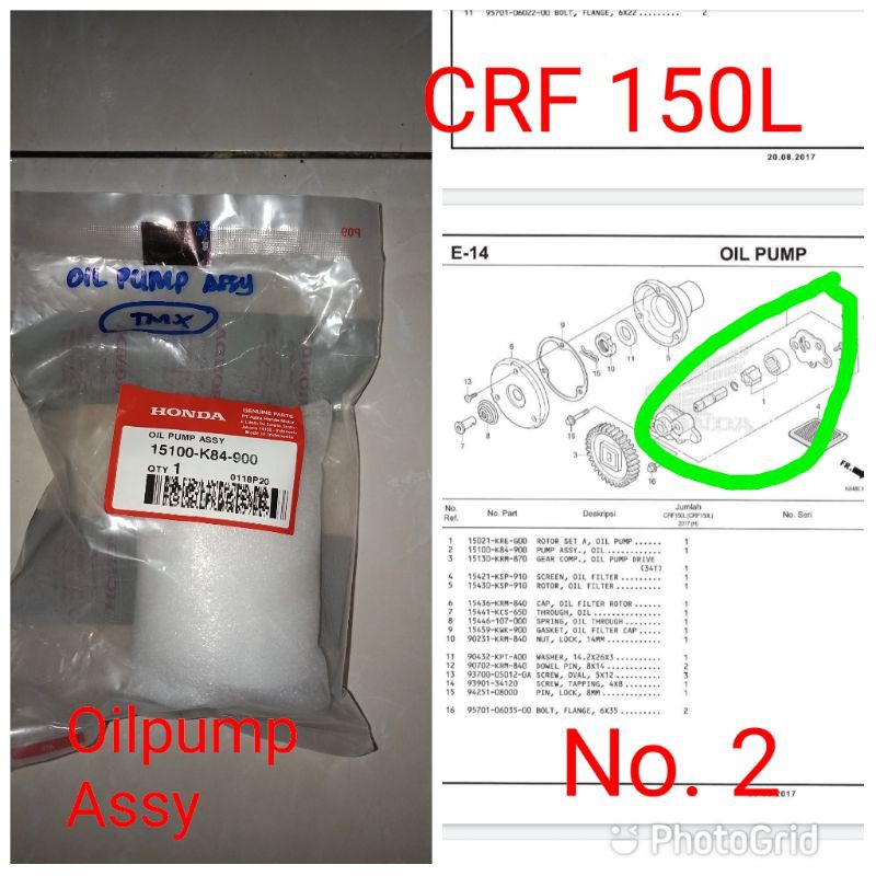 Oilpump Assy/Pompa Oli Assy [15100-K84-900] CRF 150L AHM