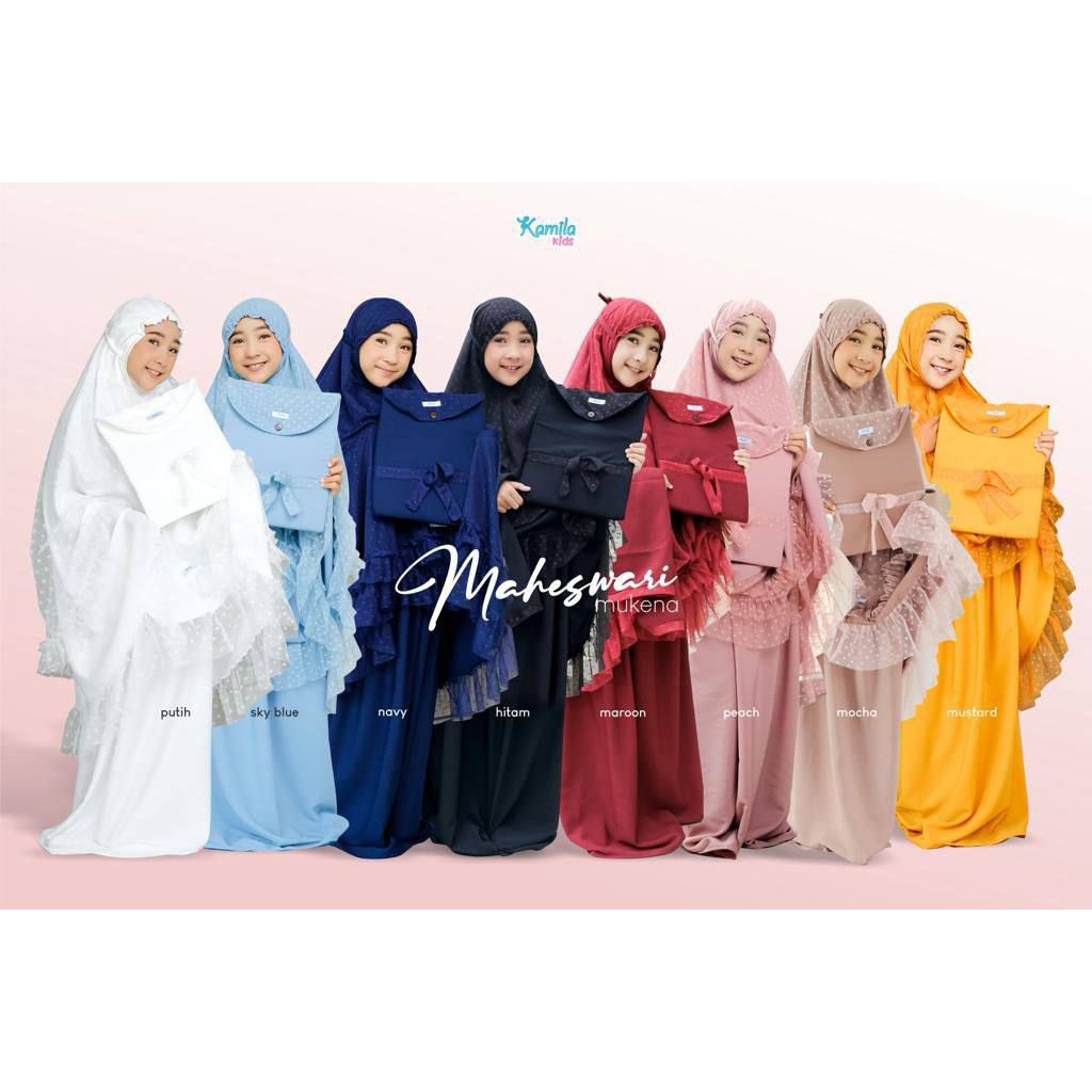 MUKENA ANAK KIDS MAHESWARI ORIGINAL BY ZABANNIA KAMILA GIRL ALAT SHOLAT COUPLE IBU KADO BAYI LEBARAN