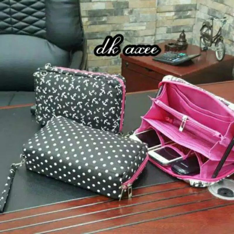 Dompet hpo 3ruang / dompet polkadot/dompet jangkar UNIVERSAAL