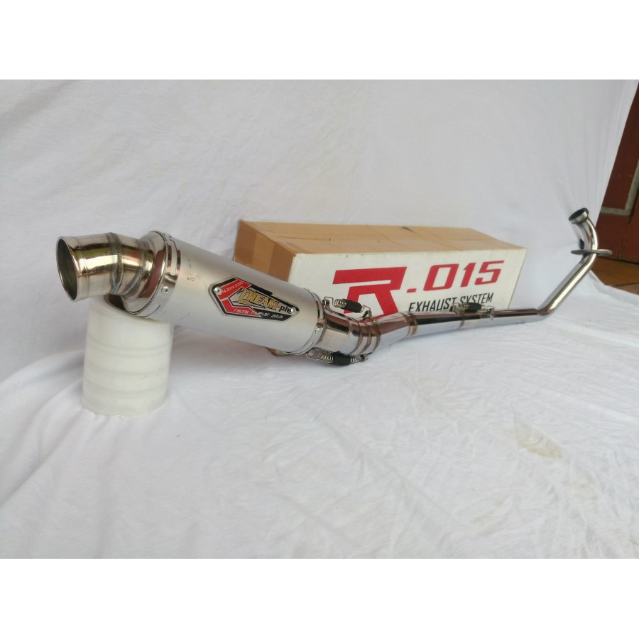 Knalpot Creampie Galvanis Crome Full Set Satria FU, Sonic, Jupiter MX