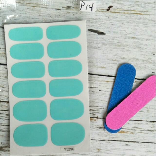 Nail sticker (P14)/stiker kuku Polos Glosy Turquise /Tosca