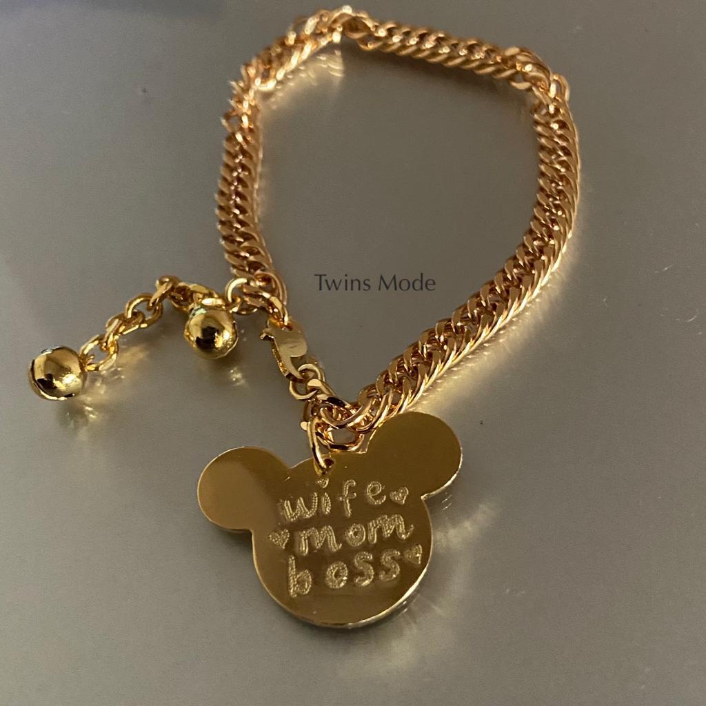 Perhiasan Gelang Rantai / Tersedia Dewasa dan Anak Cetak Nama Berantai titanium name bracelet