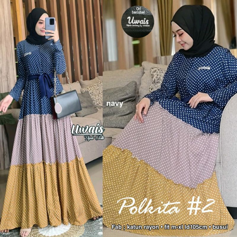 Gamis Rayon Polka Polkadot POLKITA #2 MAXY ORI UWAIS HIJAB SOLO