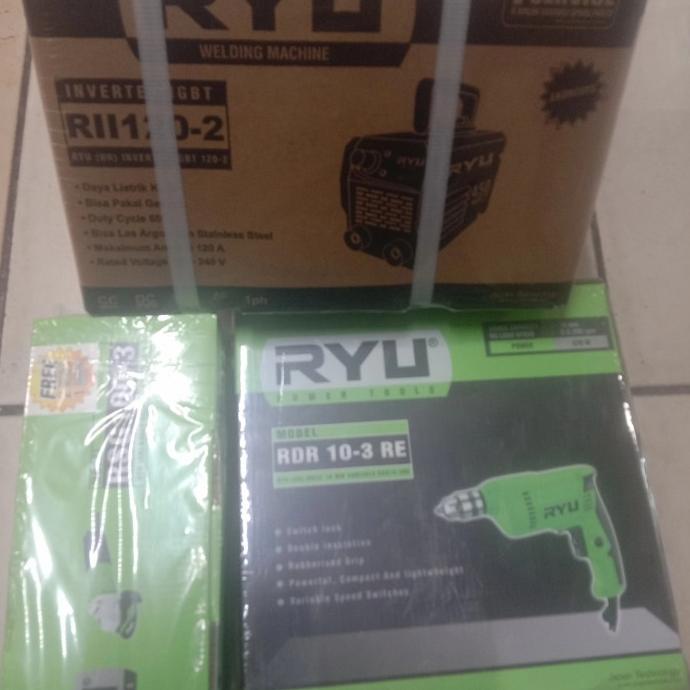 Ryu paket mesin las gerinda dan bor tangan 10mm wtwi74 Juara