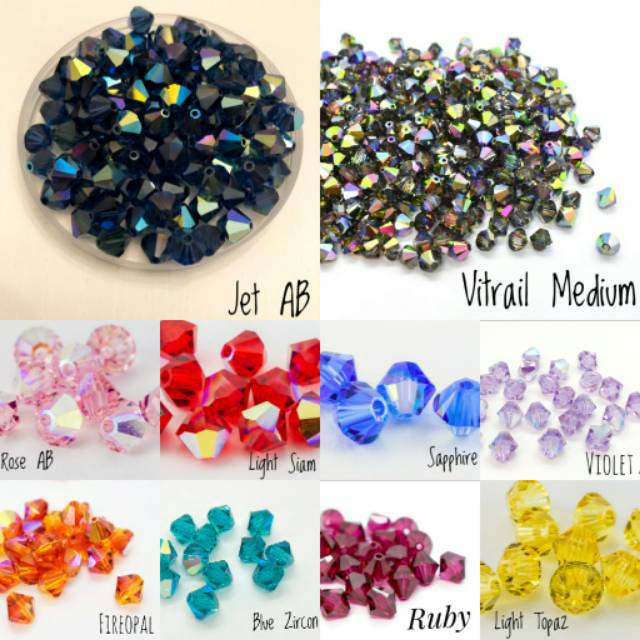 4 mm Swarovski Original Bicone (Kerucut) (Warna)
