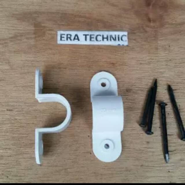 Klem pipa listrik 20 mm / klem pipa 20 mm / klem pipa listrik. Komplit dengan paku beton