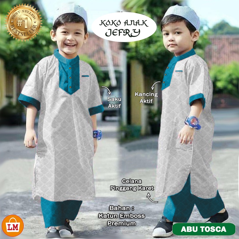 Setelan Koko Anak JEFRI , Stelan Jubah anak, Baju Koko Trendy, Baju Lebaran BAJU KOKO ANAK LMS 21143