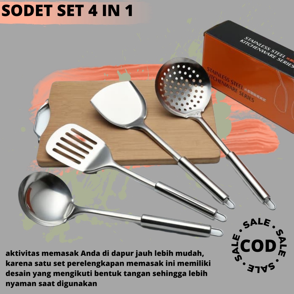 TERBARU!!! Spatula Stainless Steel / Sutil Set 4 Pcs