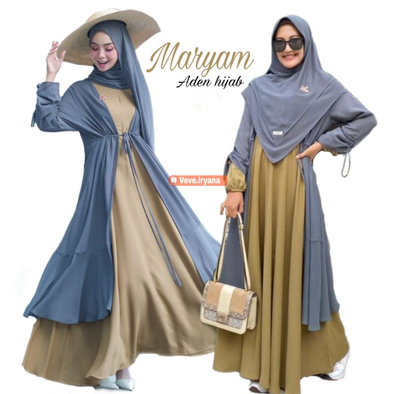 gamis Maryam ori Aden hijab setelan gamis set hijab terbaru dress muslim wanita