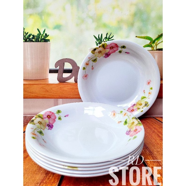 PROMO 6.PCS PIRING MAKAN CEKUNG MELAMINE MOTIF ROSE