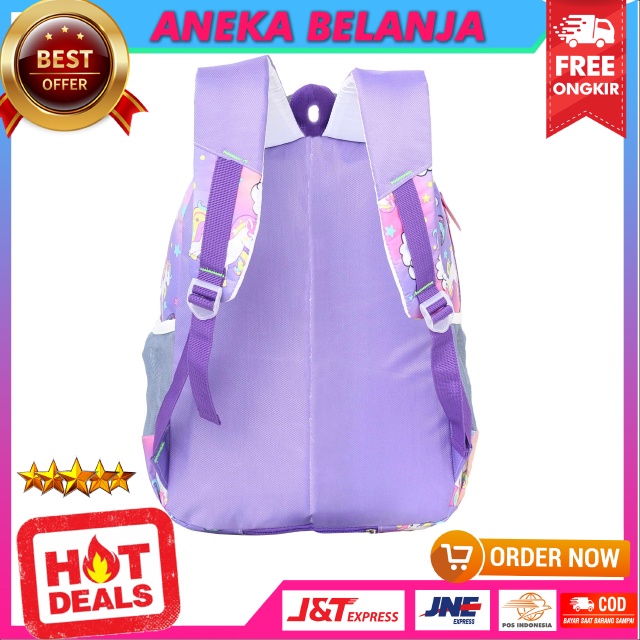 Tas Anak Sekolah Unicorn Ungu Import Bonus Raincover Ransel Anak Perempuan Motif Kuda Poni Pink Stylish Bahan Kuat Tebal Terlaris Tas Gendong Anak Cewek TK SD SMP Awet Murah Kekinian Backpack Anak Lucu Ngaji LES Terbaru Trendy Premium Berkualitas