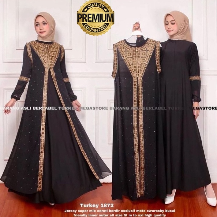 Baju Muslim Wanita Terbaru 2022 Gamis Dress Abaya Turki Rompi Premium Mix Ceruty