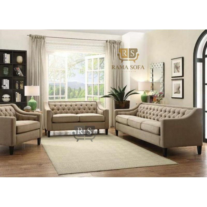 Sofa Chesterfield Sofa Model 321 Seater Sofa Minimalis Cantik Sofa Keluarga