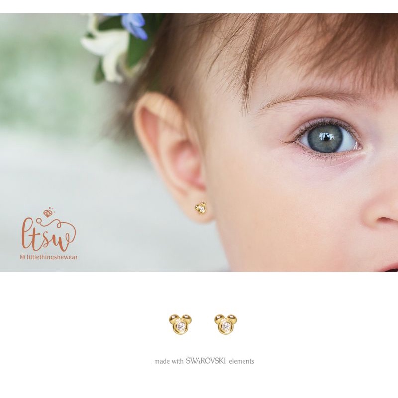 Littlethingshewear - Anting Anak - Mickey Swarovzski (0.5 gr)