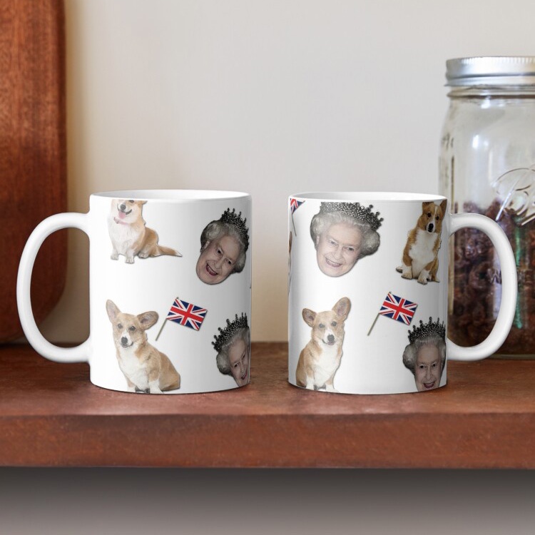 Queen Elizabeth and Corgis Pattern Ceramics Coffee Mug