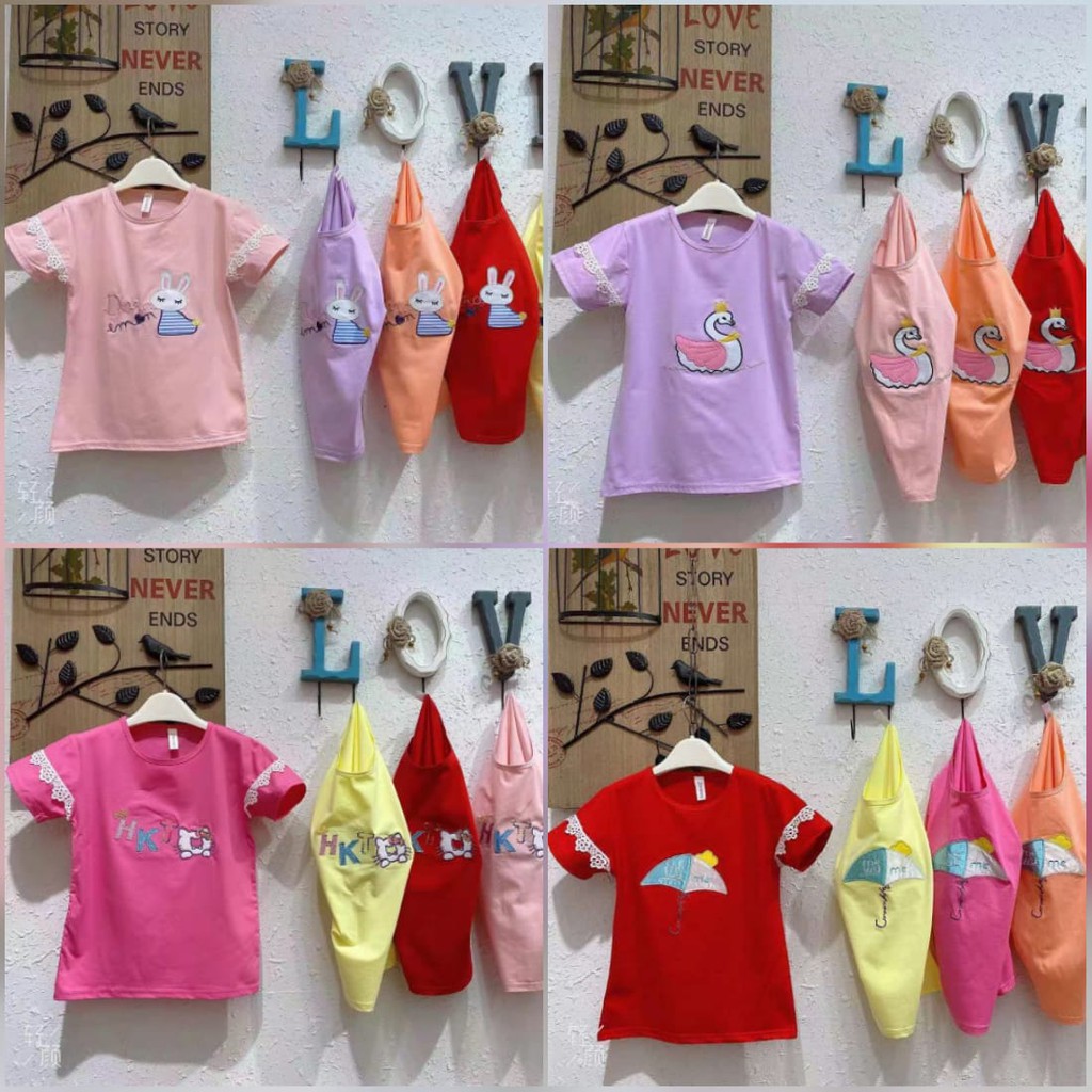 KAOS ANAK TANGAN PENDEK IMPORT 2-6 TAHUN/KAOS PENDEK ANAK CEWEK/KAOS IMPORT ANAK PEREMPUAN