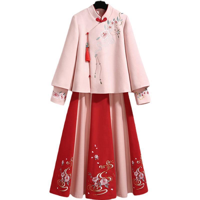 Winter new Republic of China style retro cheongsam modified Hanfu artistic Tang suit Zen tea gown wo