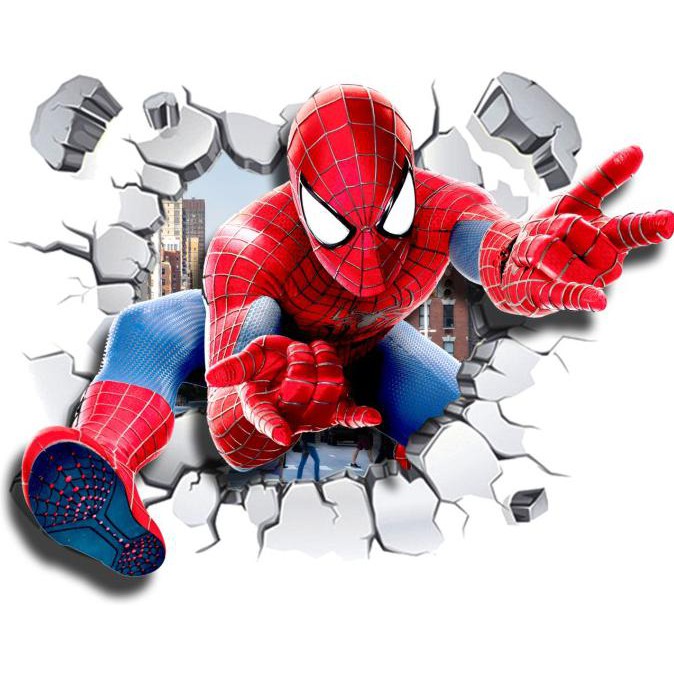Stiker Dinding Wall Sticker 3D Spiderman Superhero Marvel