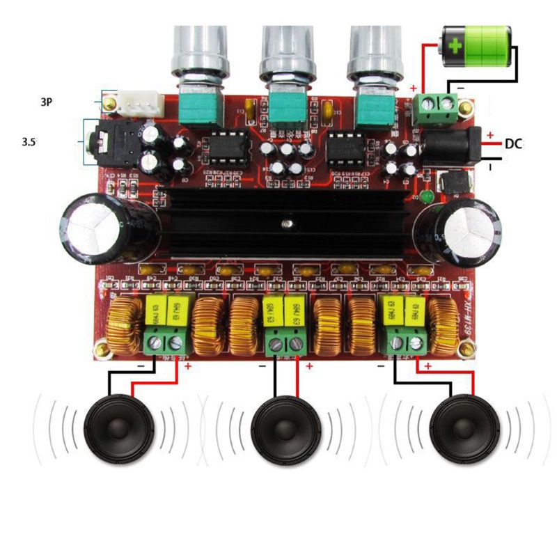 Btsg DC12V-24V 2.1 Channel TPA3116D2 Papan Amplifier Subwoofer BT Amp