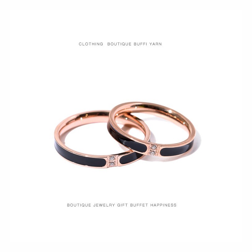 Korean Titanium Couple Rings with Rhinestone Accents for Men / Women Not Easy To Rust or Fade