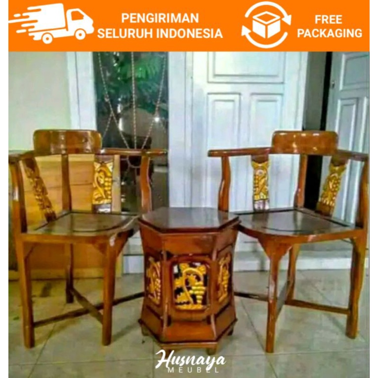 KURSI TERAS MINIMALIS KAYU JATI / FURNITURE KURSI TERAS JEPARA / KURSI TERAS KAYU